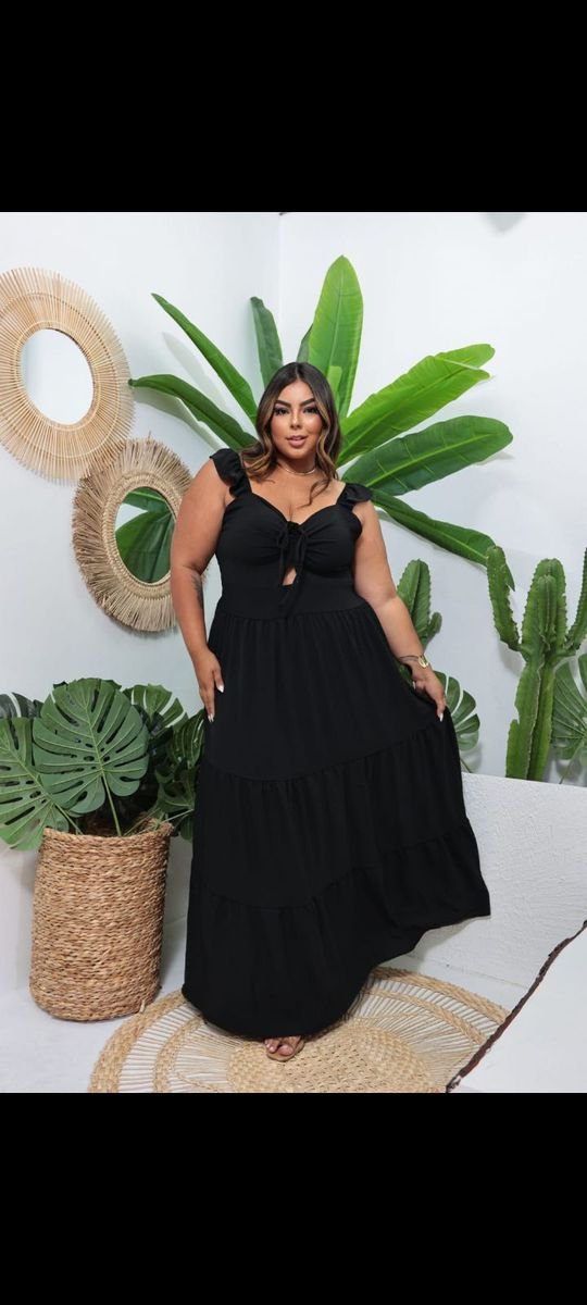 vestido de festa longo preto plus size do 38 até 52