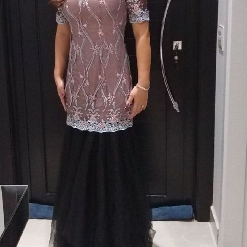 Luzia Fazzolli Vestido Tule Preto Longo Executiva Feminina Luzia