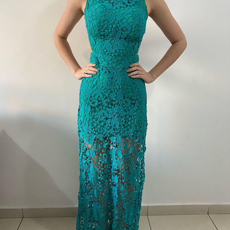 Vestido longo de renda 2024 verde