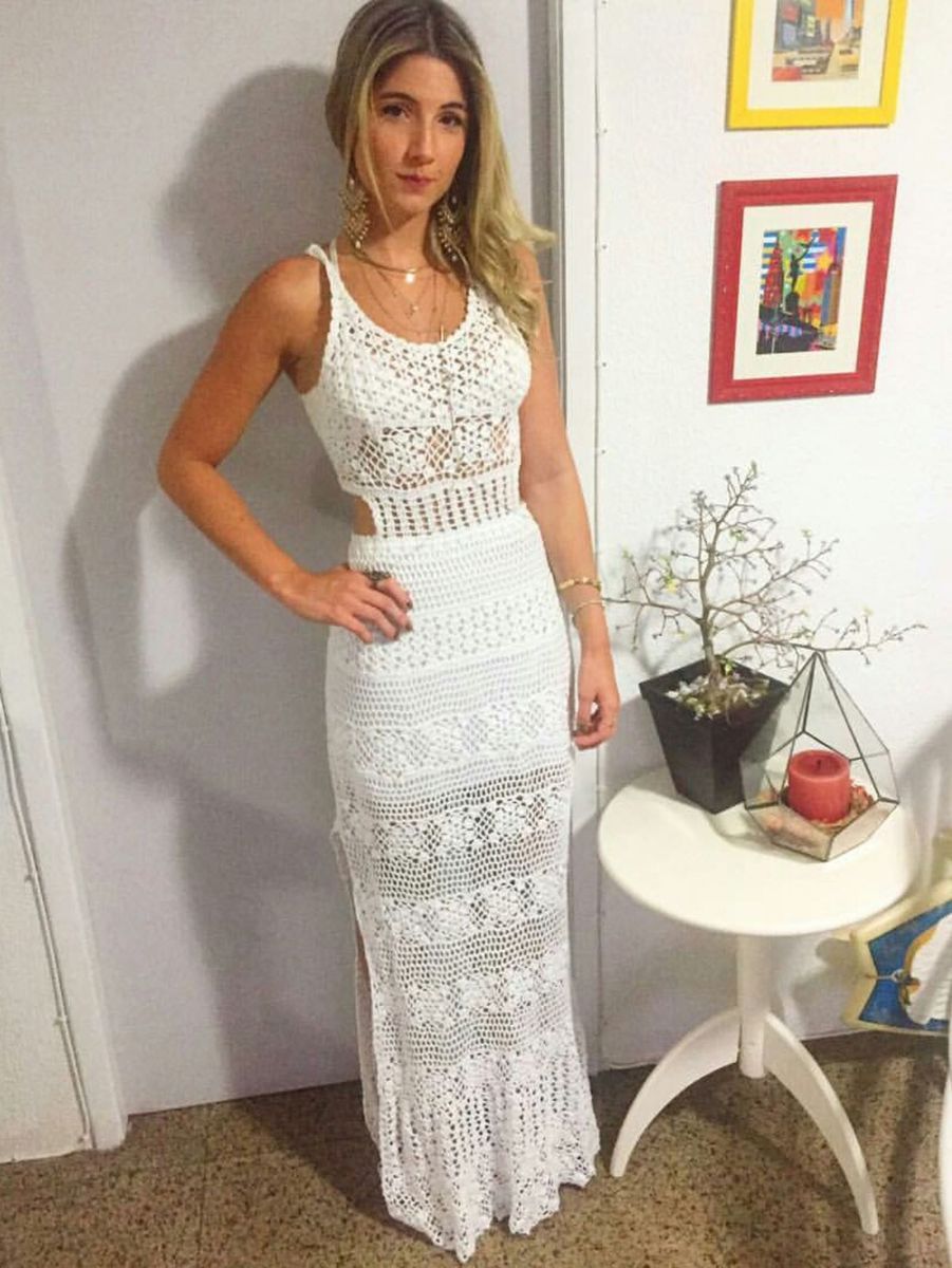 Vestido branco de hot sale croche para reveillon