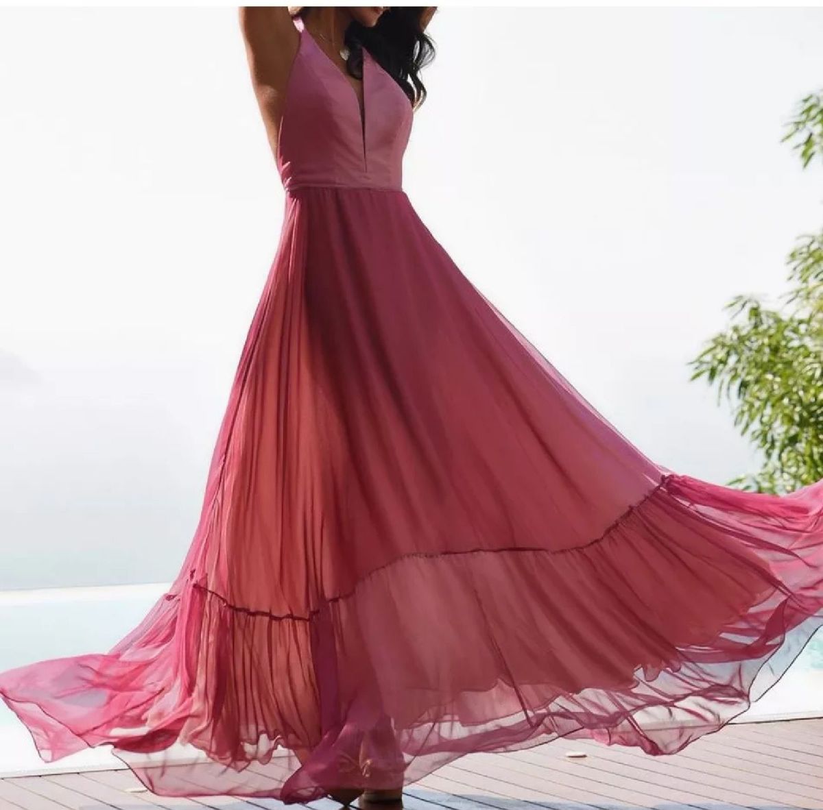 vestido longo rose usado