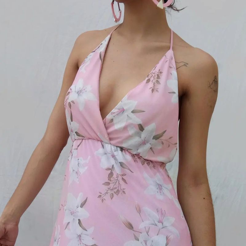 Vestido longo best sale rosa florido