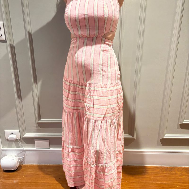 Vestido Longo Rosa Listrado La Chocole La Chocole Usado