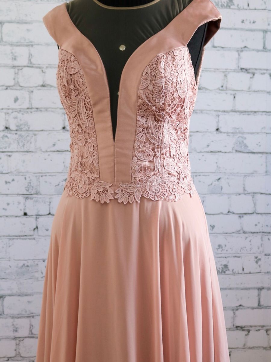 vestido de festa longo rosa seco