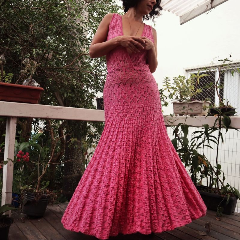 Vestidos Vintage Vestido Longo Anos 80 Vestido Longo Rosa Vintage