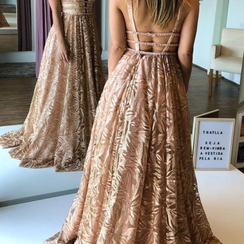 Vestido de festa longo best sale rose gold