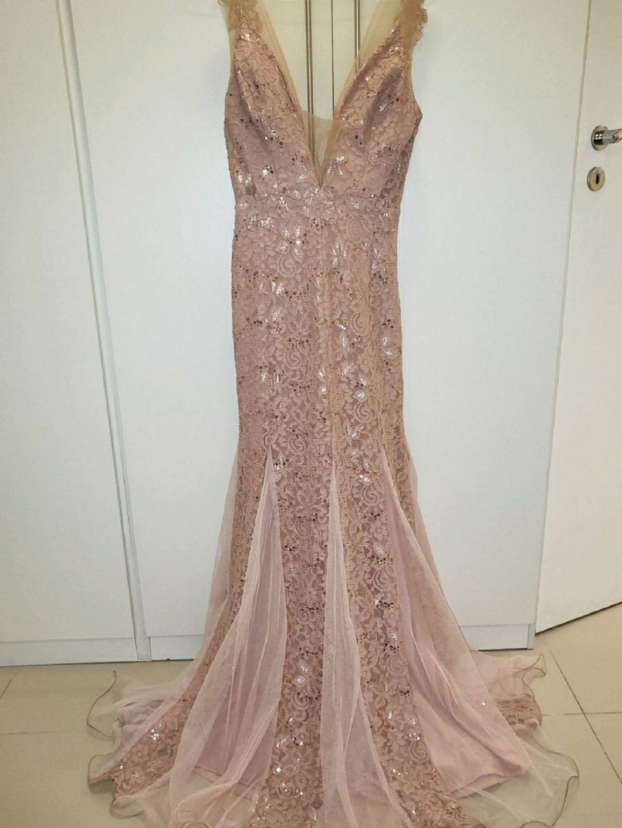 vestido longo rose usado