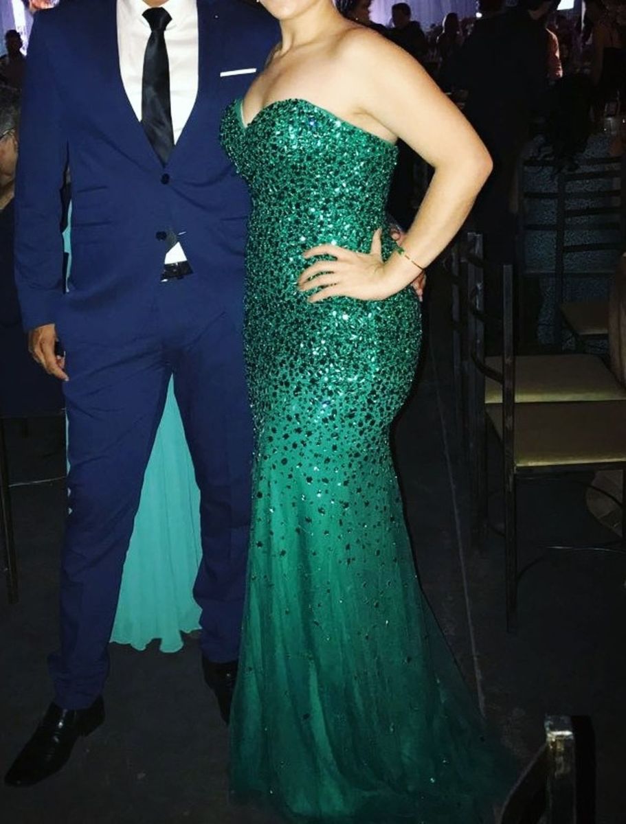 vestido de festa pedraria longo