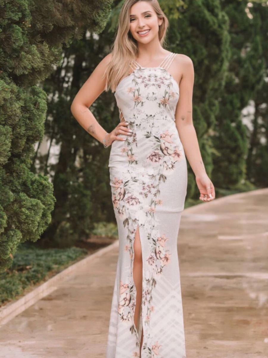vestido longo tropical