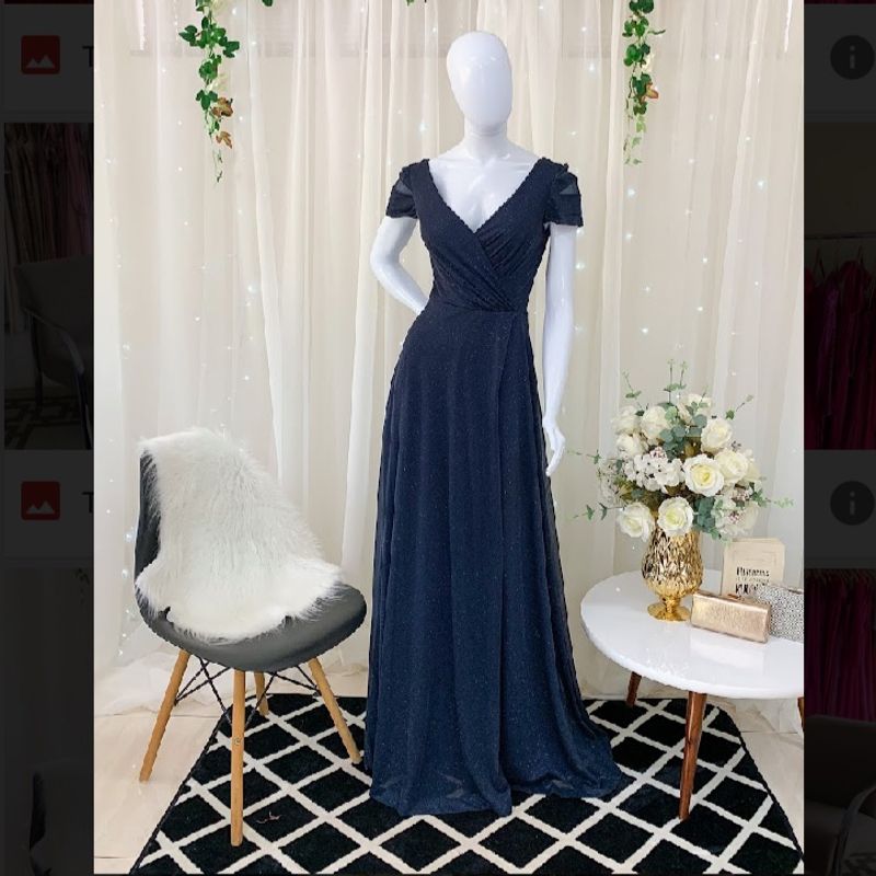 Vestido social longo sales azul