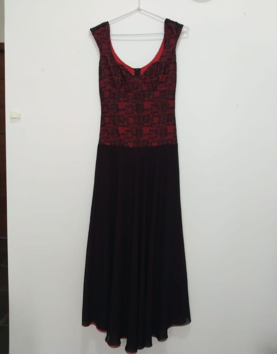 vestido preto longo social