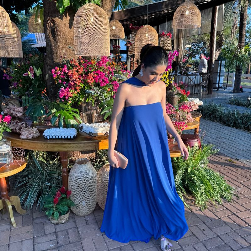 Vestido Longo Tomara Que Caia Fluido Solto Azul Tamanho P m Vestido Feminino Usado 92254791 enjoei
