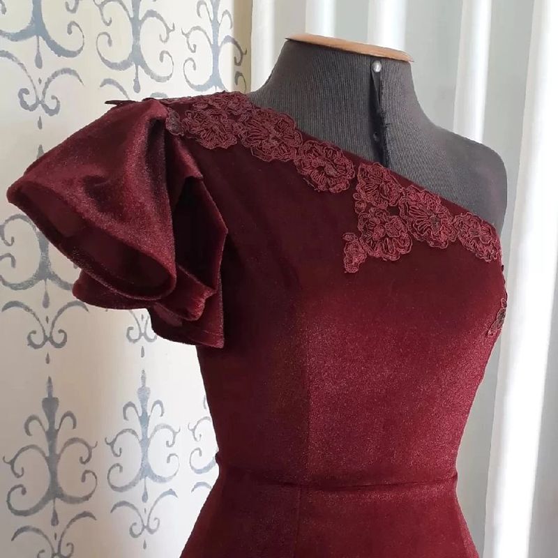 Vestido longo de veludo hot sale marsala