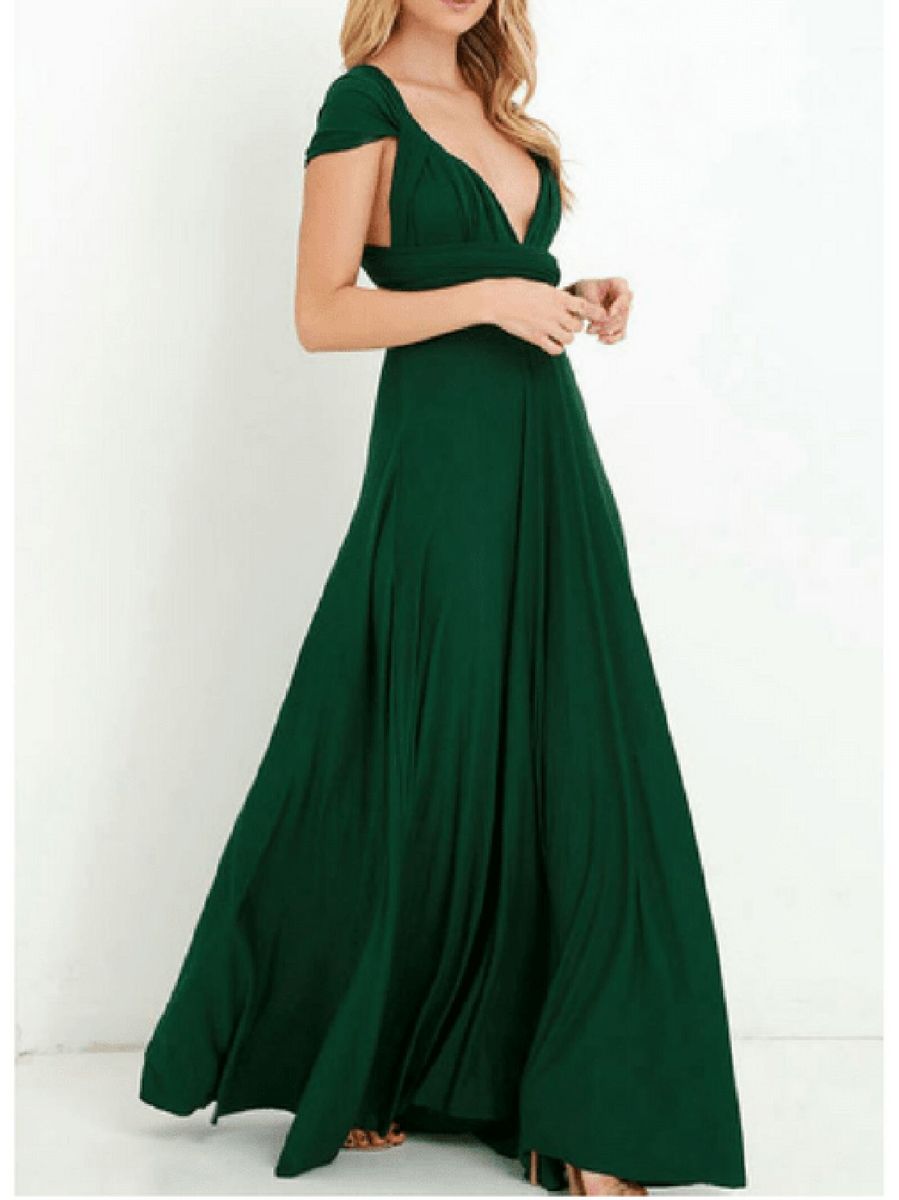 vestido longo verde esmeralda