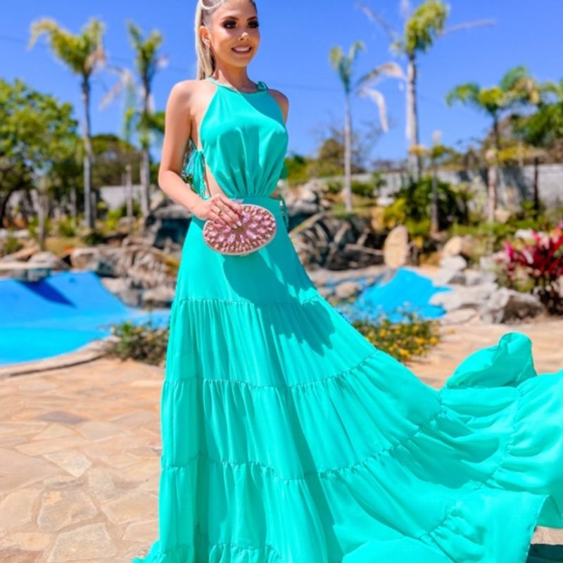 Vestidos longos verdes para hot sale casamento