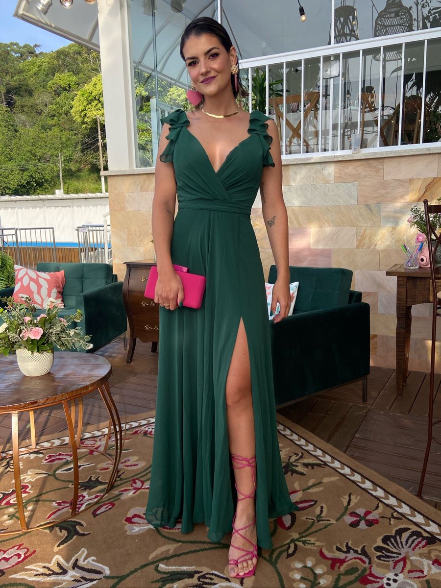 Vestido longo 2024 verde musgo