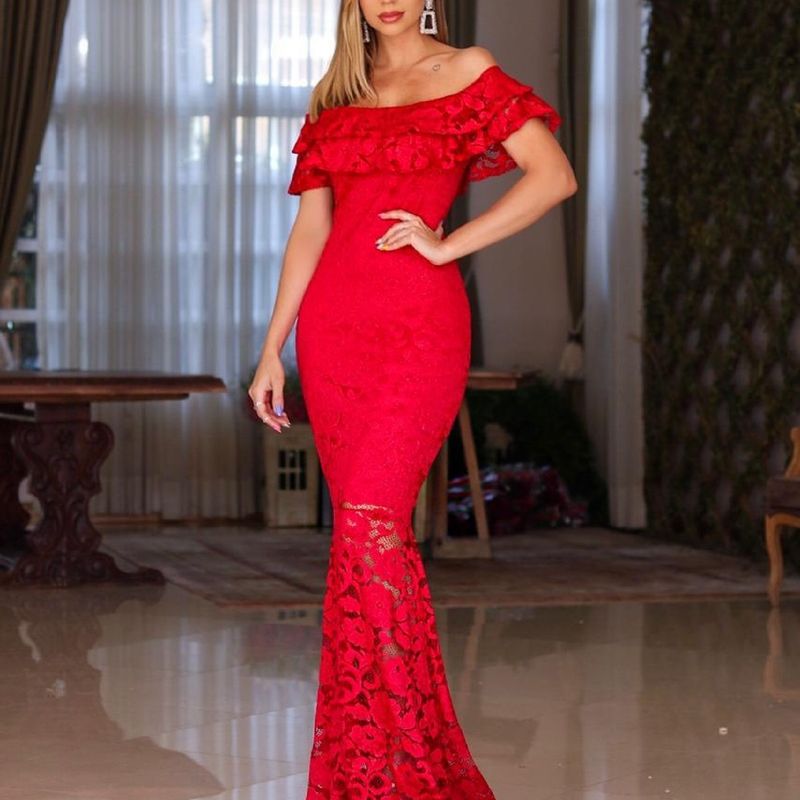 Vestido longo vermelho hot sale madrinha de casamento