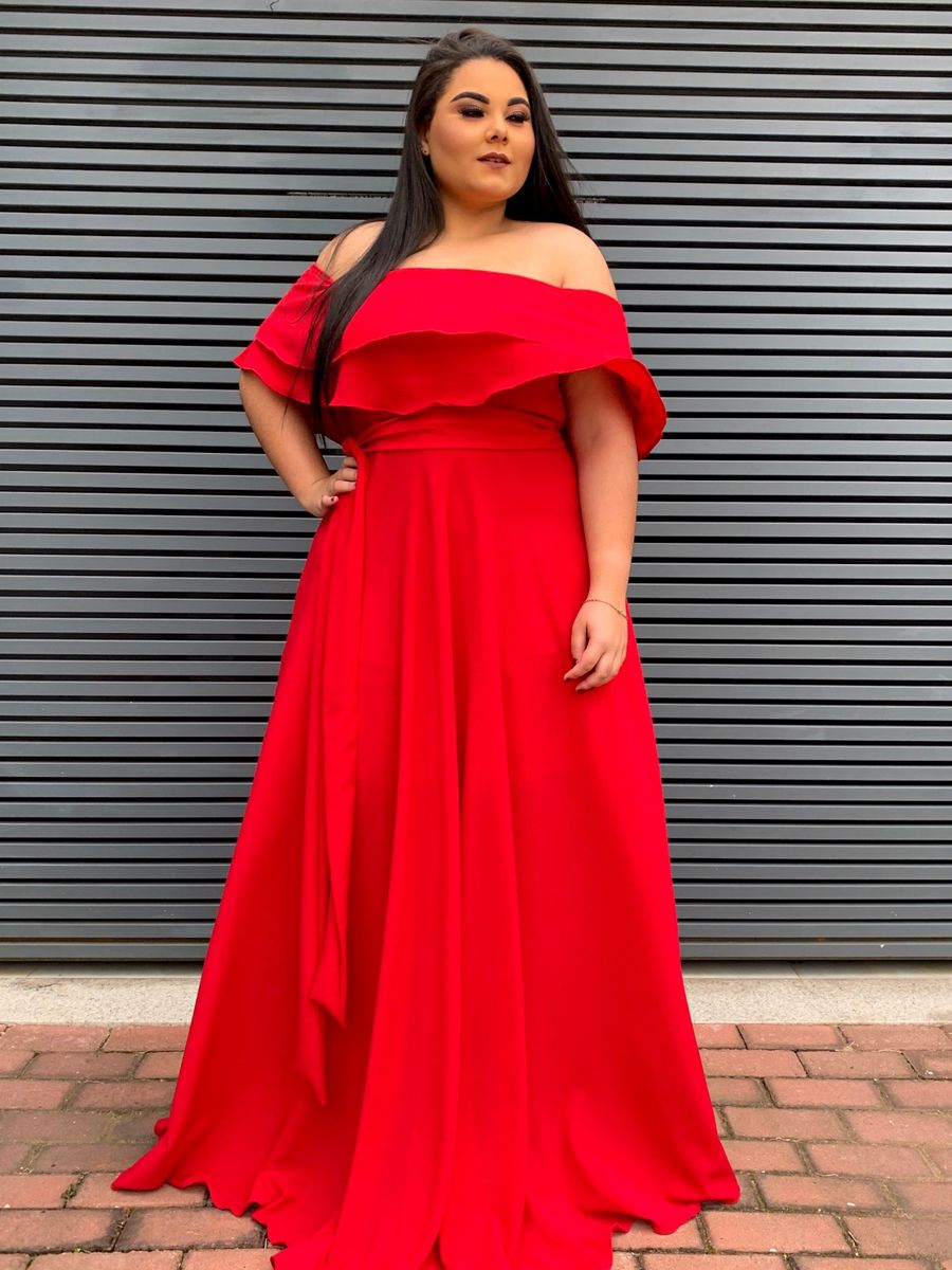 vestido para madrinha de casamento vermelho plus size