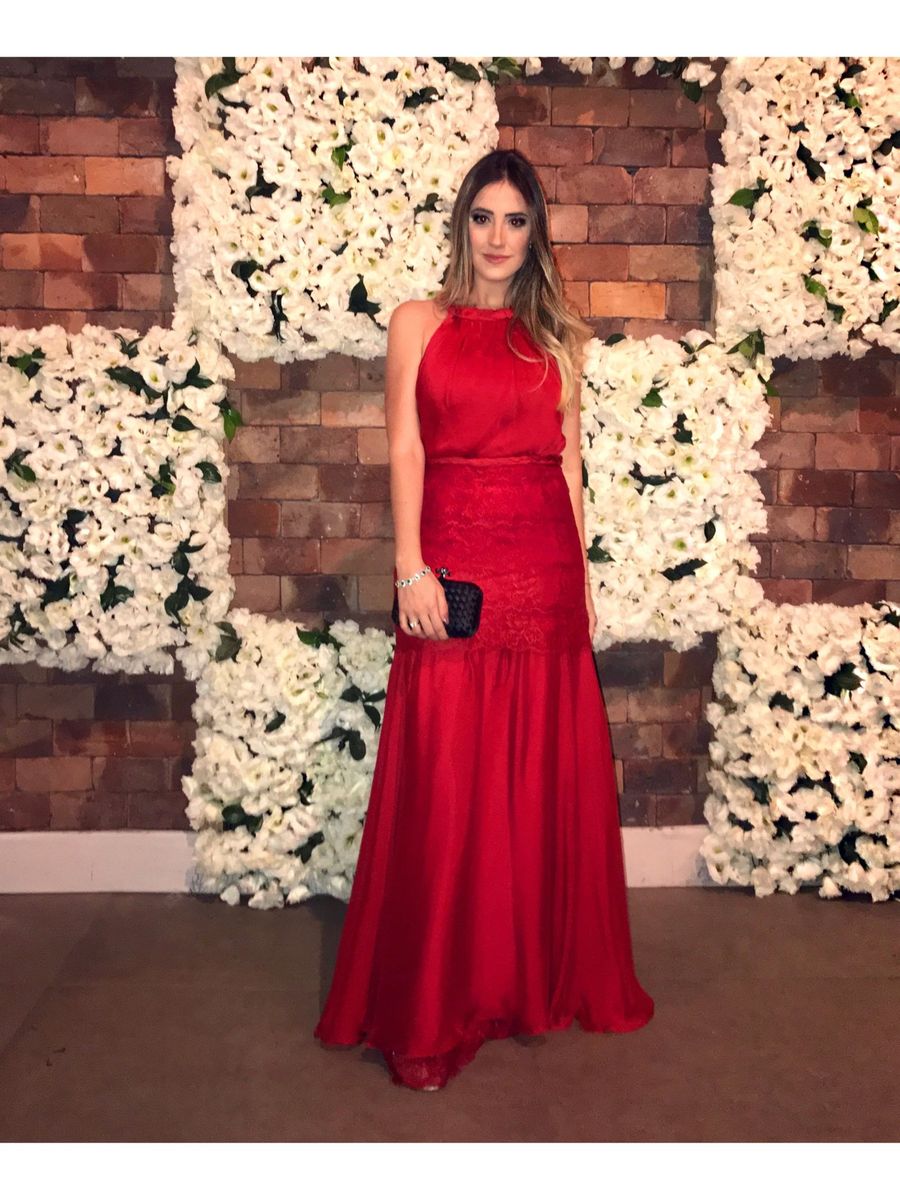 vestido de seda vermelho