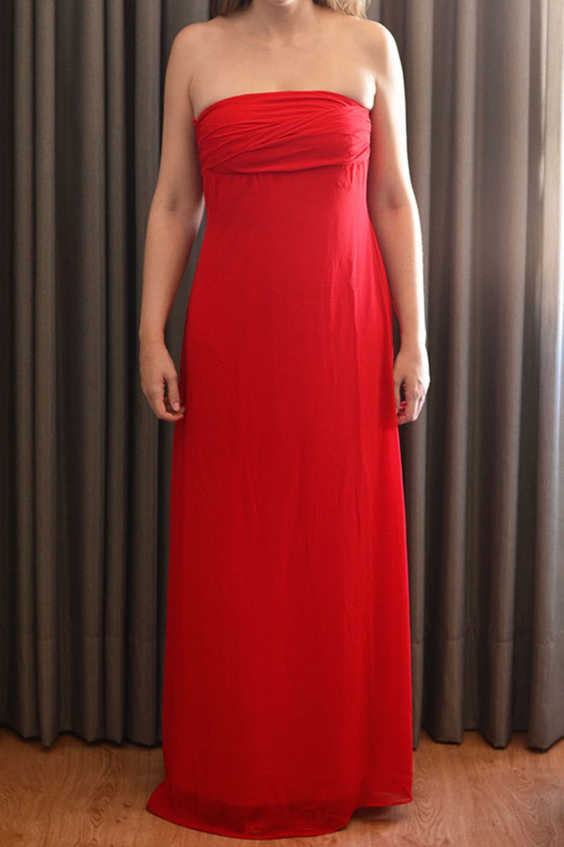 vestido tomara que caia longo vermelho