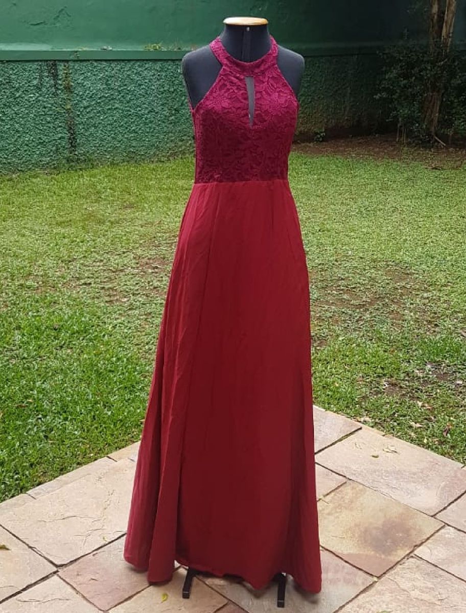 Vestido de hot sale renda vinho longo