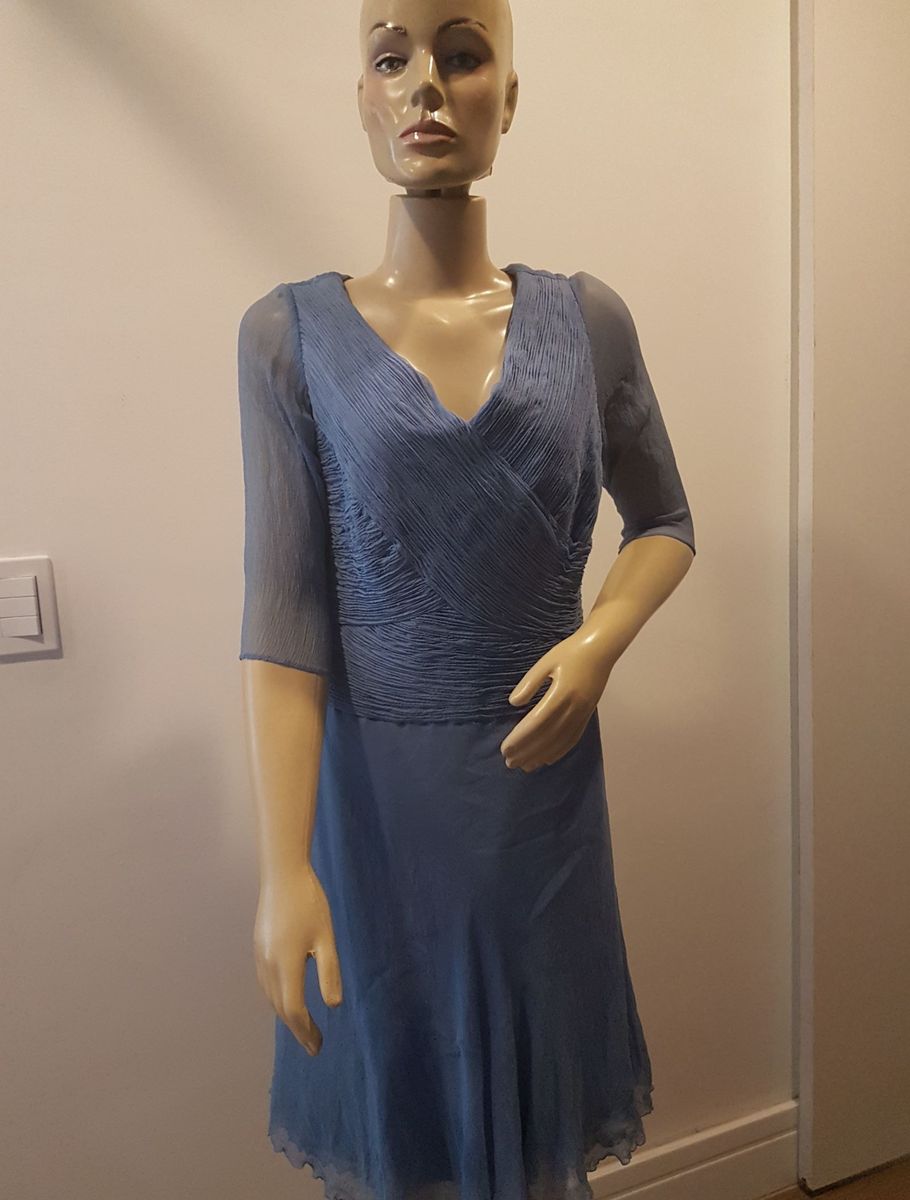 vestido longuete com manga