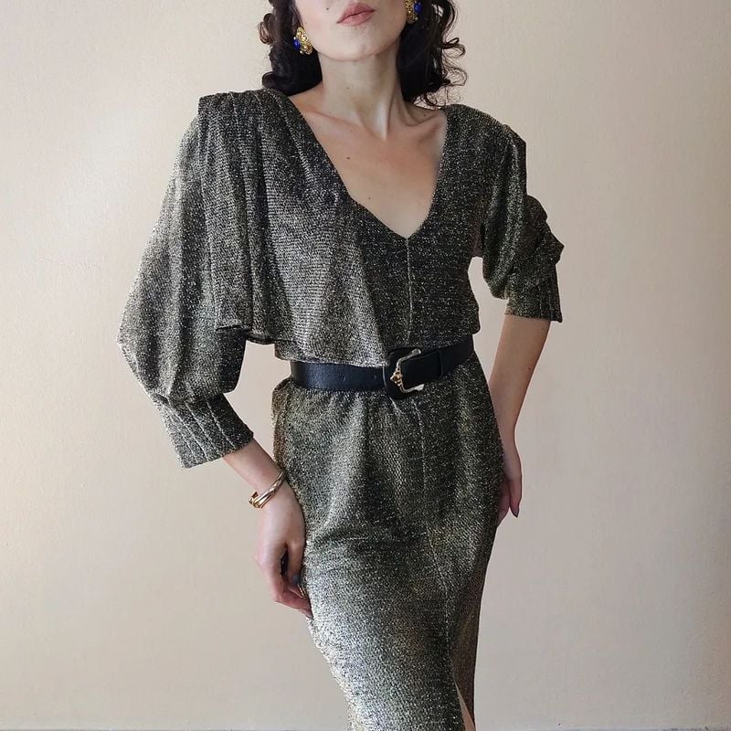 Vestido Lurex Anos 80 Vestido Feminino Vintage Usado 90879233