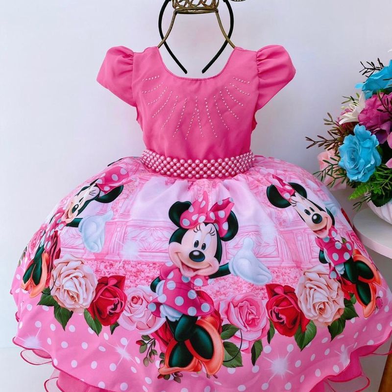 Vestidinho da hot sale minnie rosa