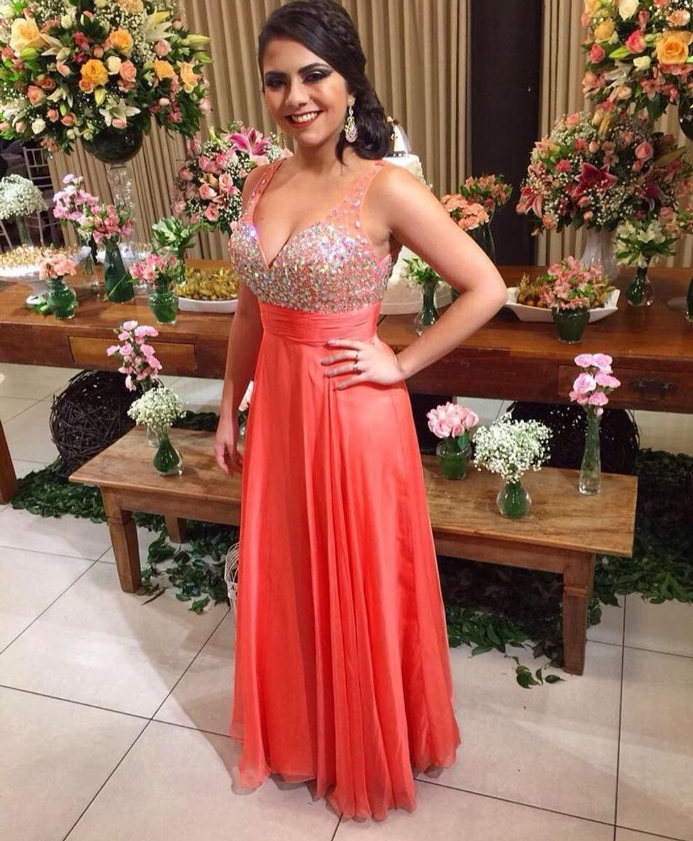 Vestido de madrinha longo na best sale cor coral