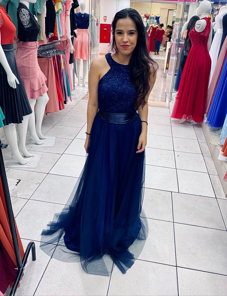 Vestido longo azul marinho para sale madrinha