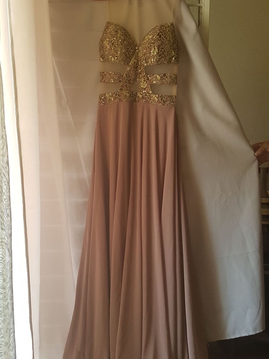 vestido bege para formatura