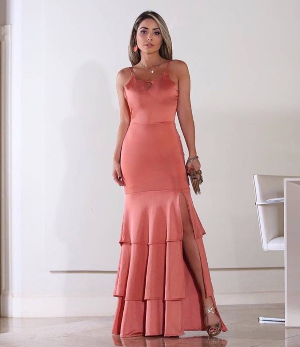 vestido madrinha fenda