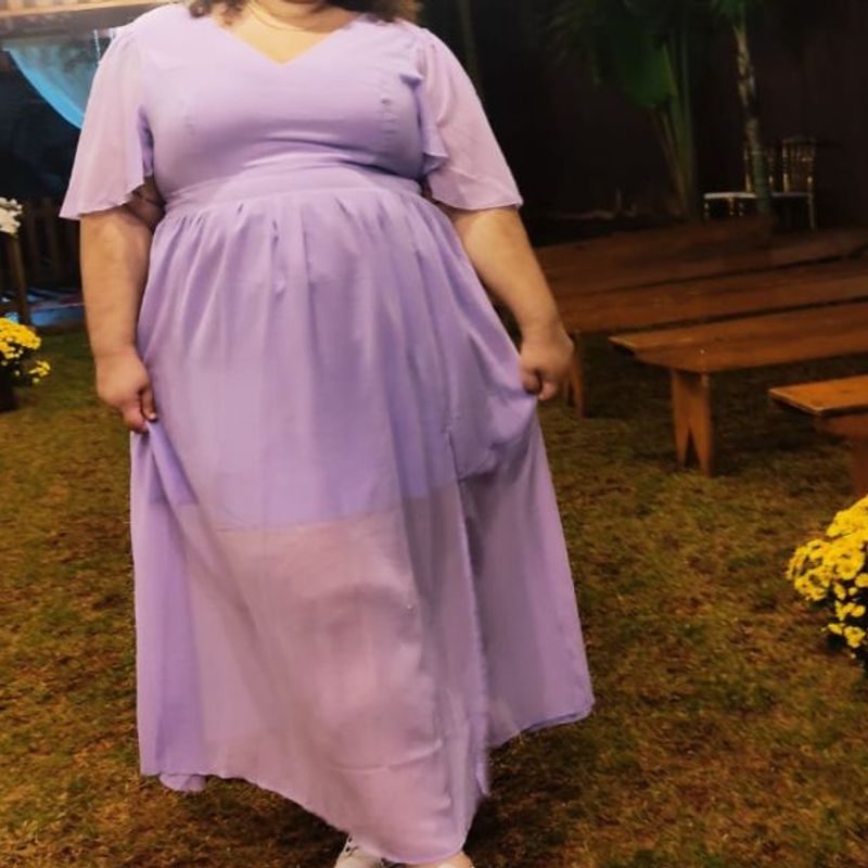 Vestido Madrinha Roxo com Pontos de Luz Furta Cor | Vestido Feminino Shein  Curve Usado 82856587 | enjoei