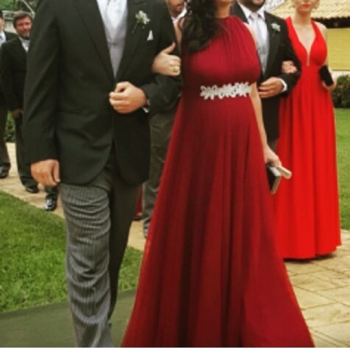 vestido gestante marsala