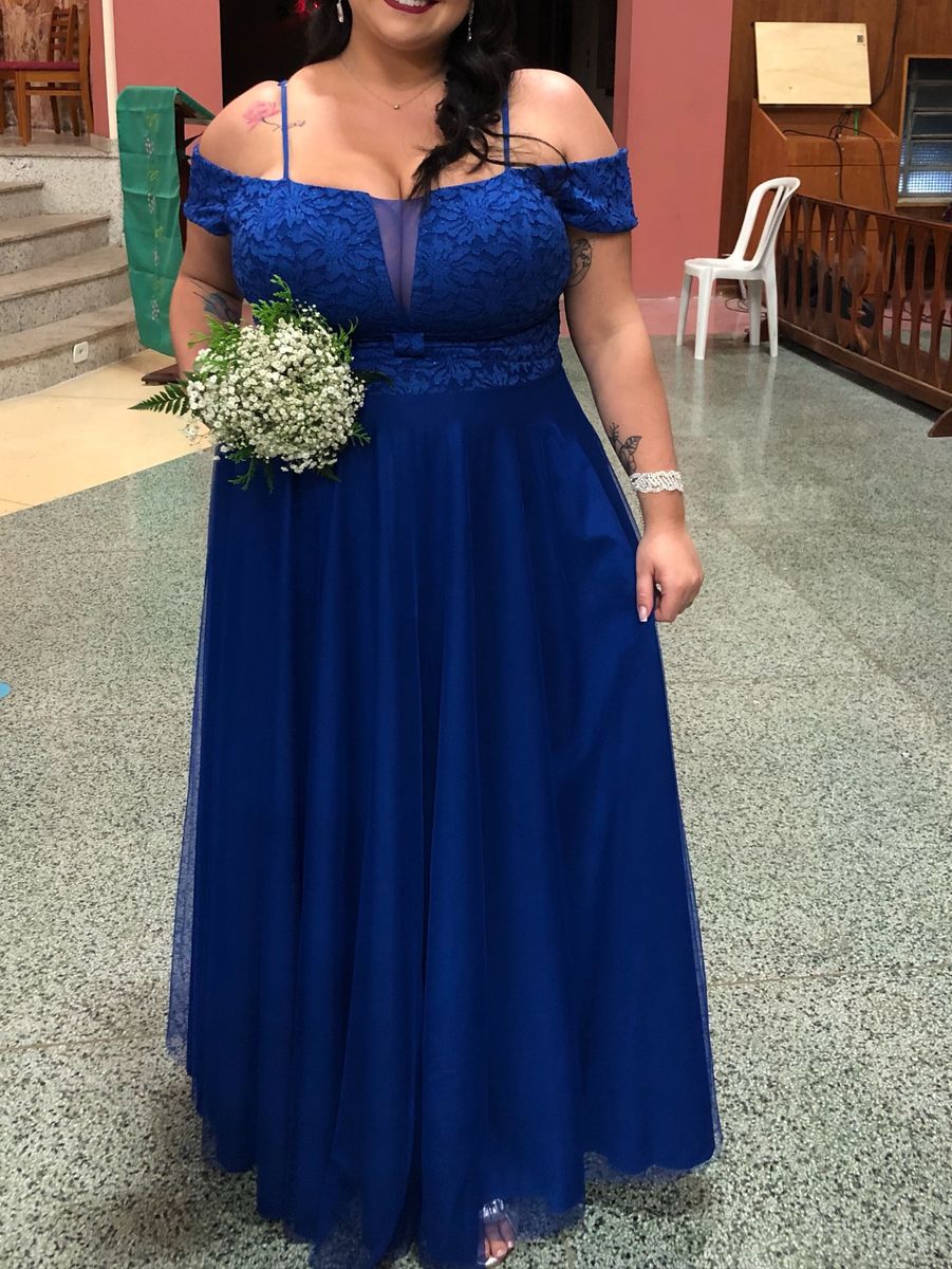 Vestido de madrinha plus size store azul royal