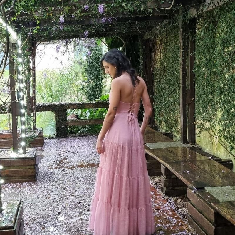 Rosa best sale vestido madrinha