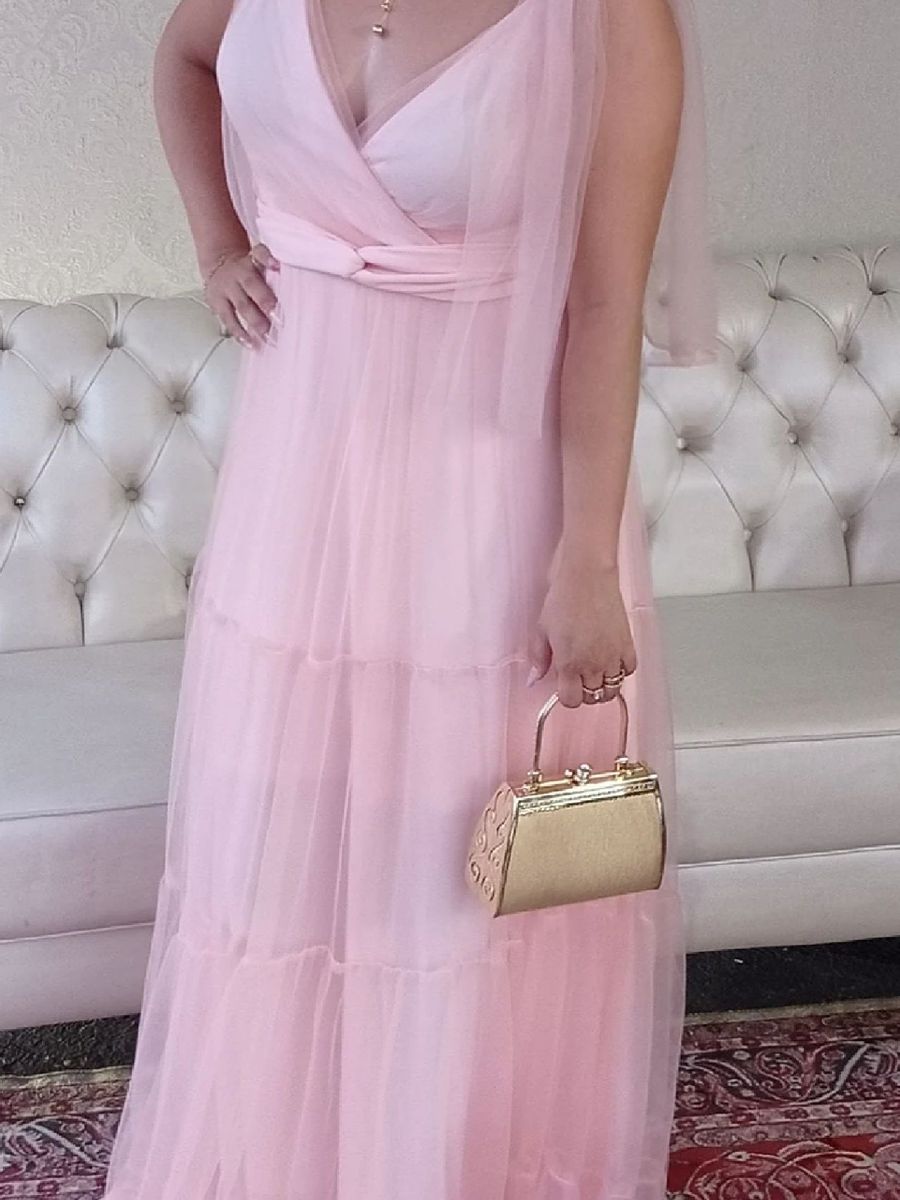 Vestido madrinha rosa store claro