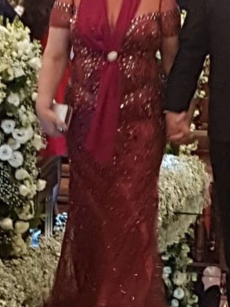 vestido mae de noiva marsala