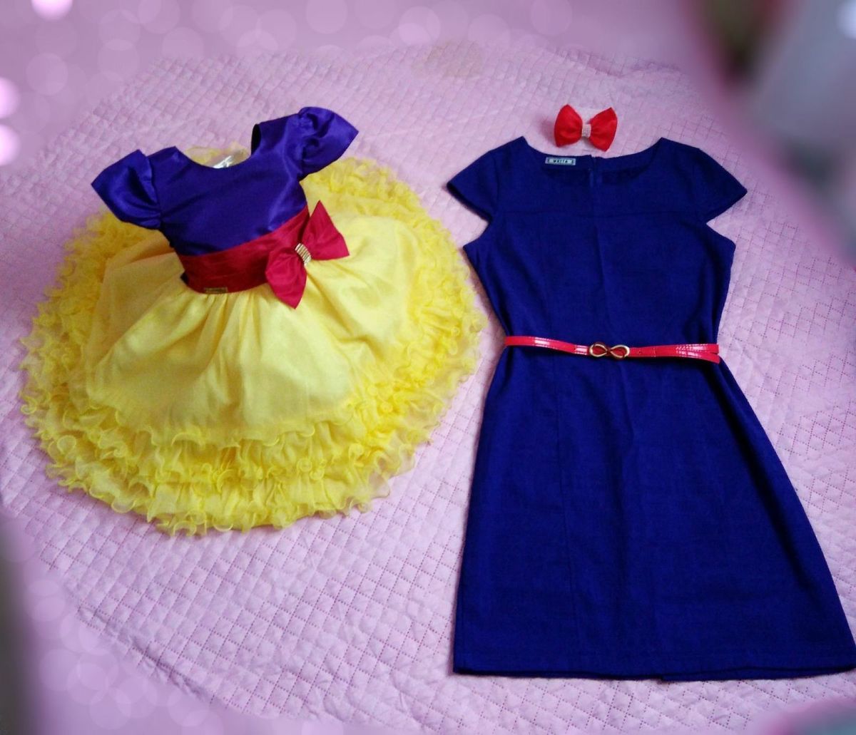 Vestido de branca de store neve mãe e filha