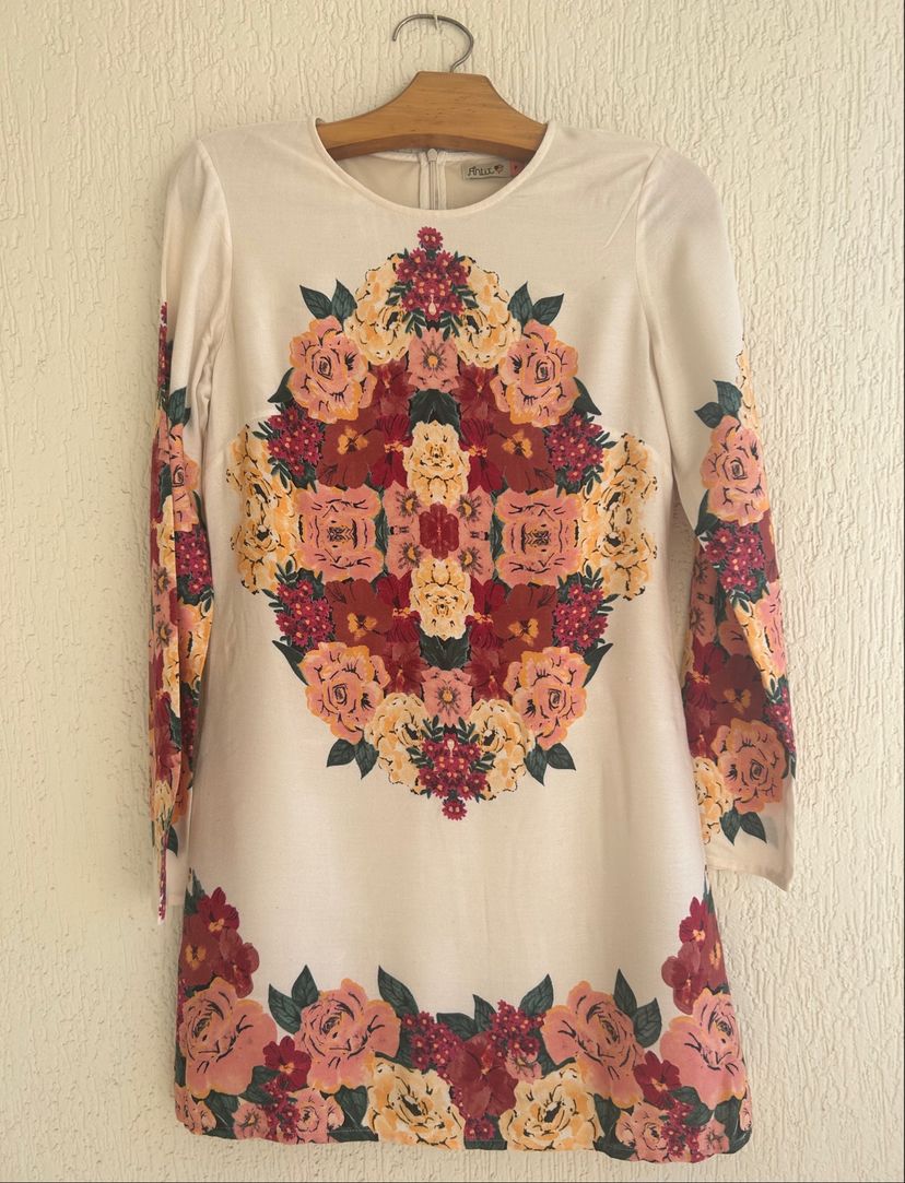 vestido manga longa antix floral - manga longa antix