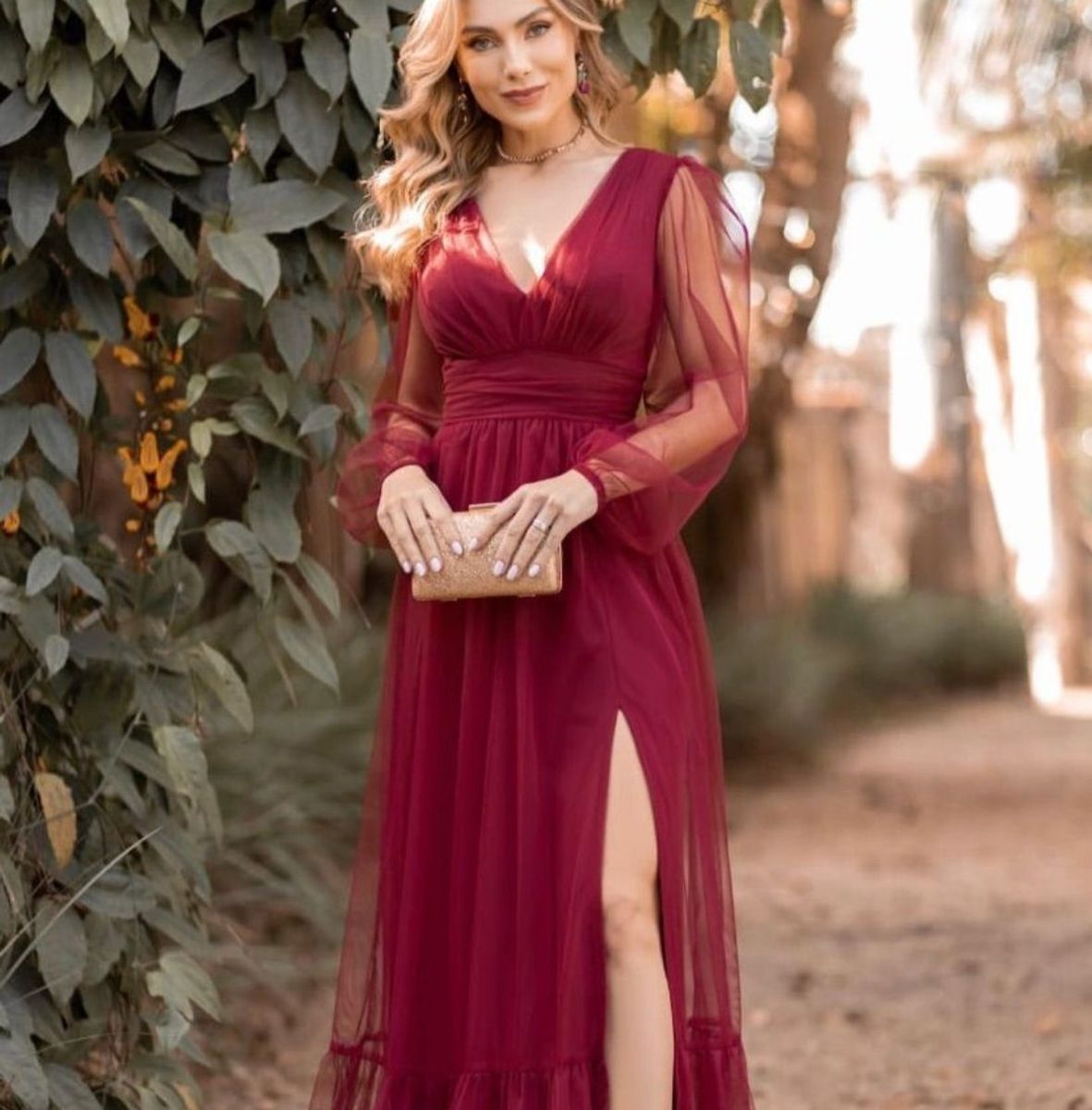 Vestido fashion marsala gg