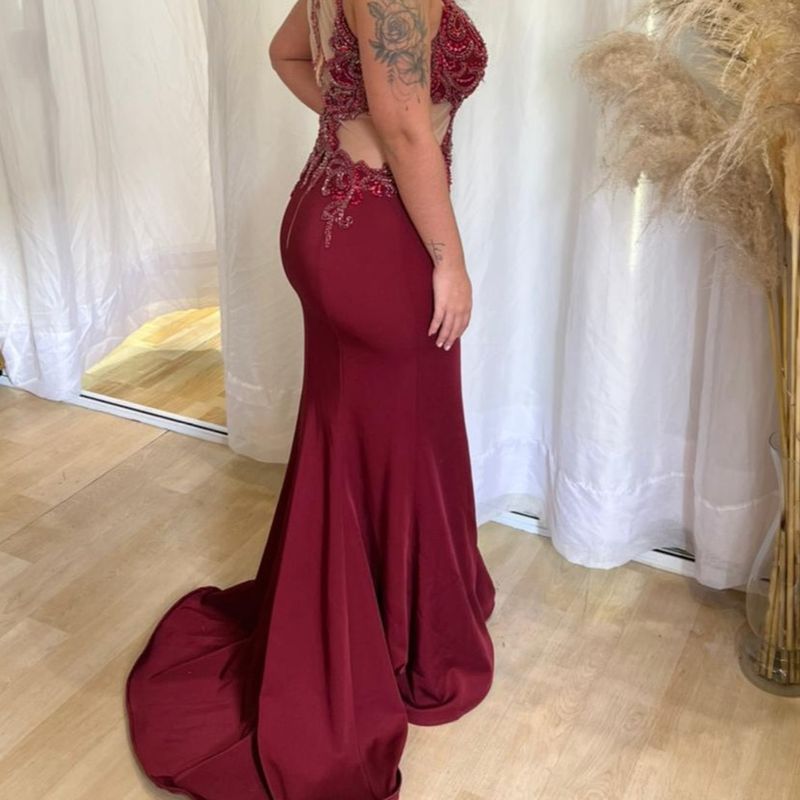 Vestido Marsala Longo Sereia Madrinha Casamento Pedraria Usado