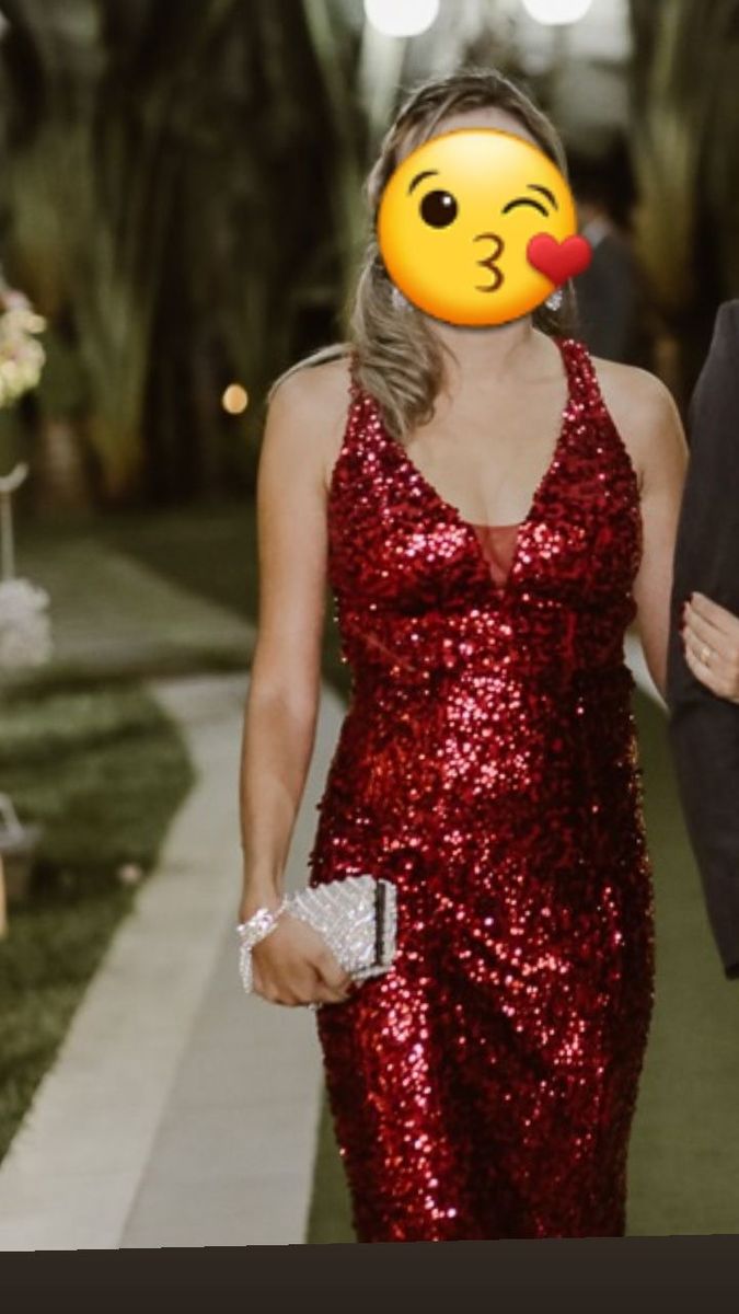 vestido paete marsala