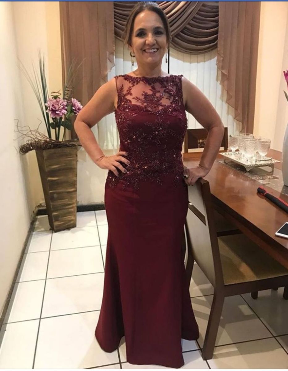 vestido madrinha marsala com pedras