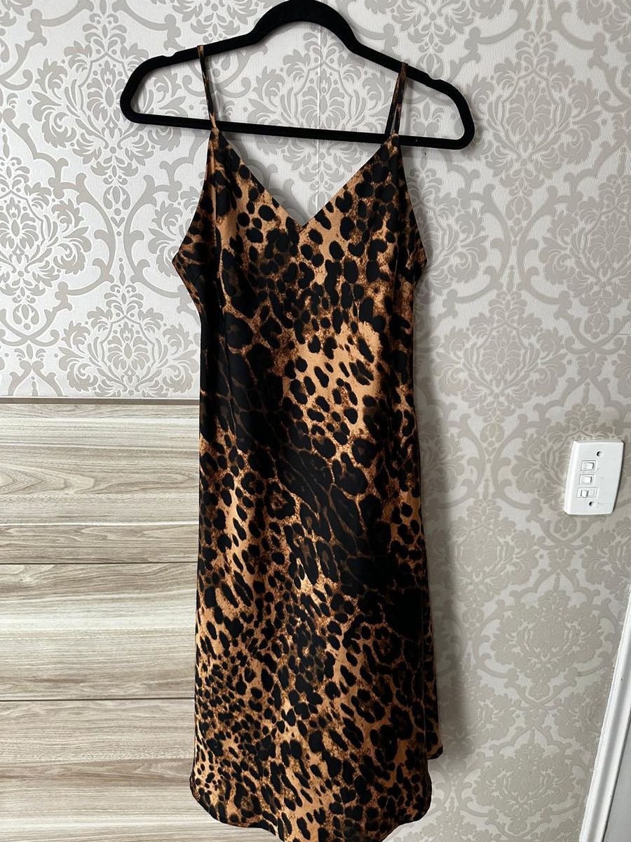 Vestido Midi Acetinado Animal Print Oncinha Forever 21 Slip Dress