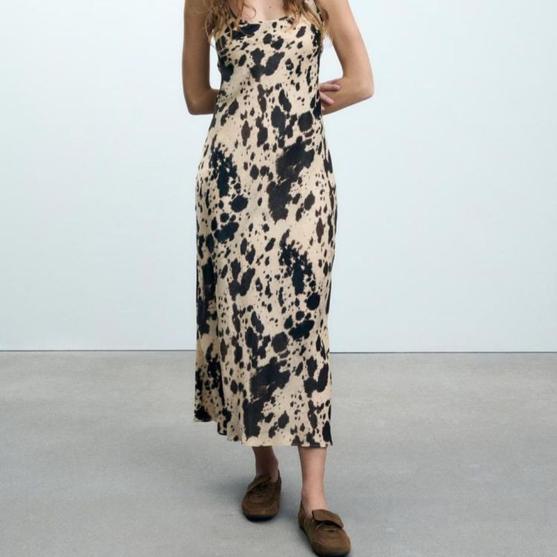 Vestido Midi Acetinado Slip Dress Zara Animal Print Cetim Vestido  Feminino Zara Nunca Usado 100191557 enjoei