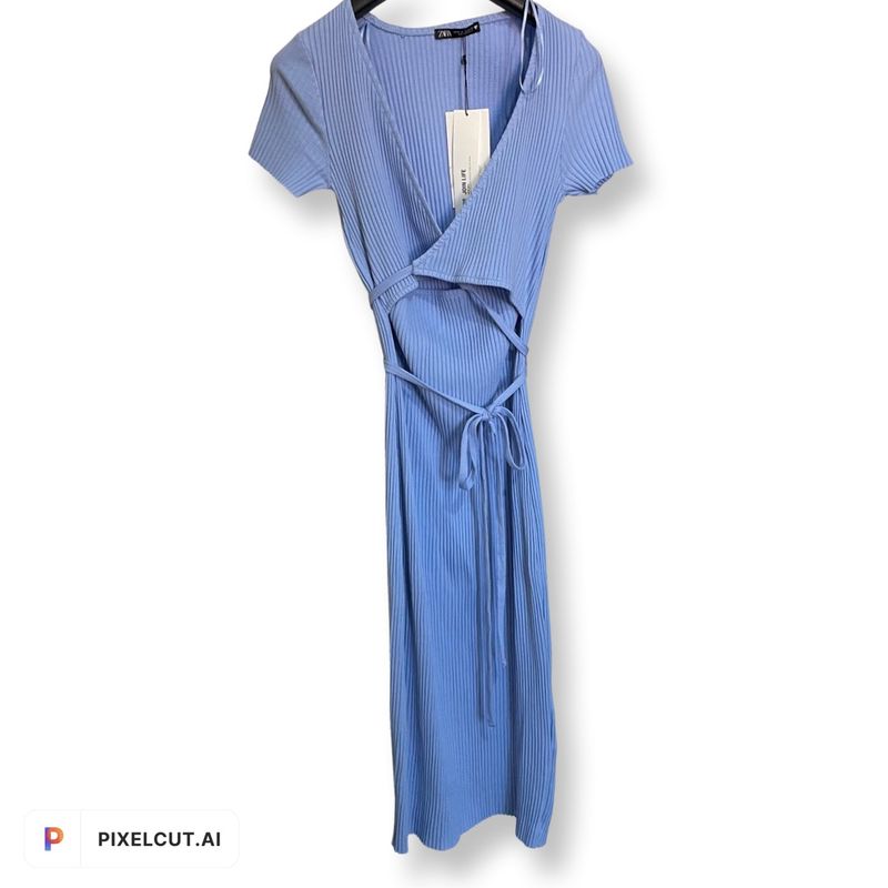 Zara blue best sale wrap dress