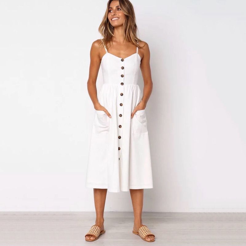 Vestido sales botoes frontais