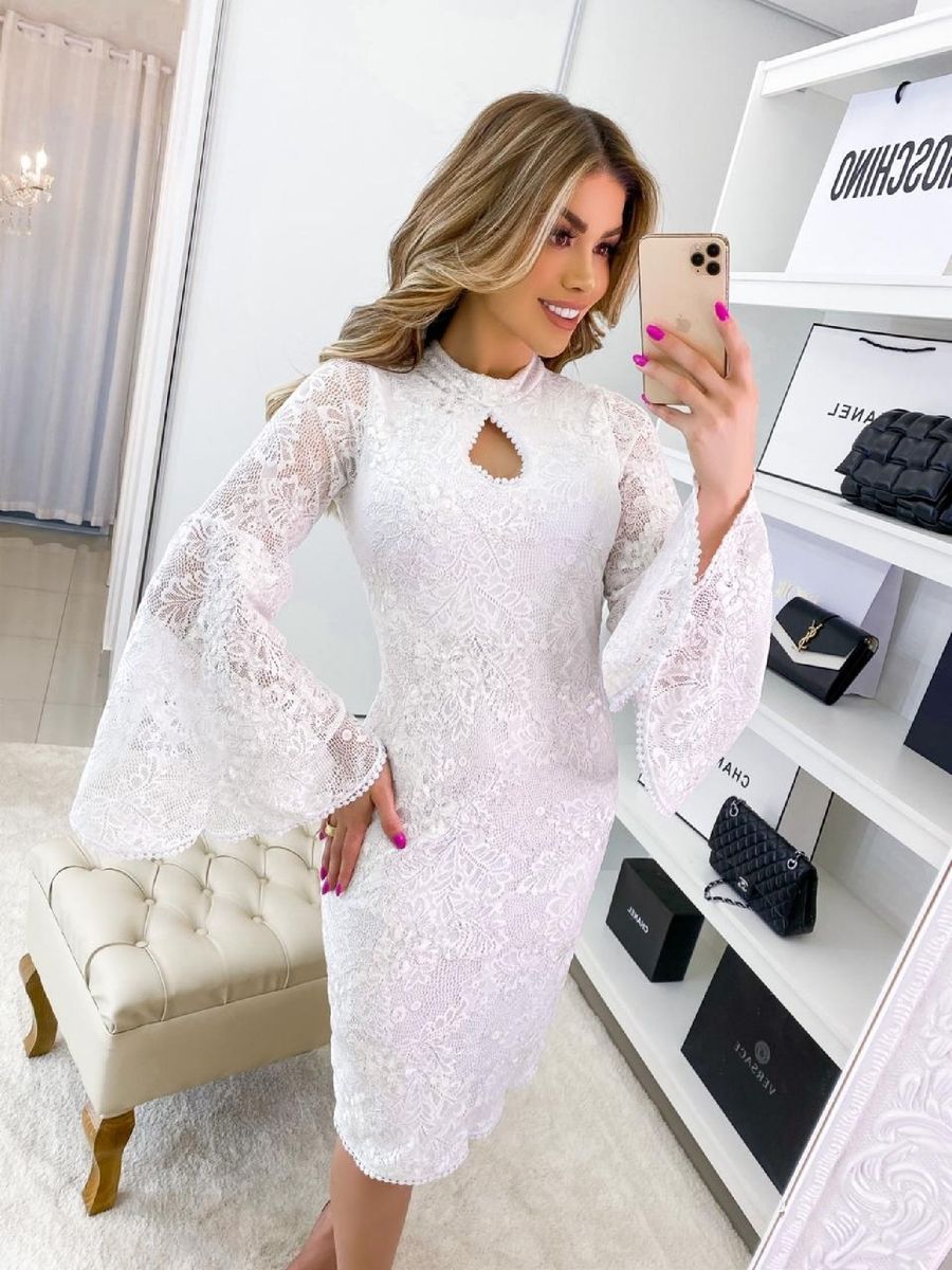 vestido moda evangelica branco