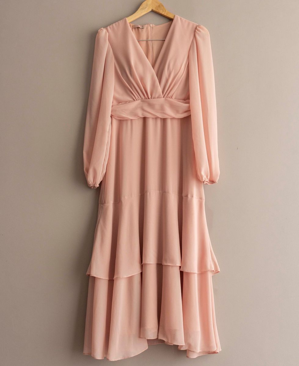 vestido chiffon midi